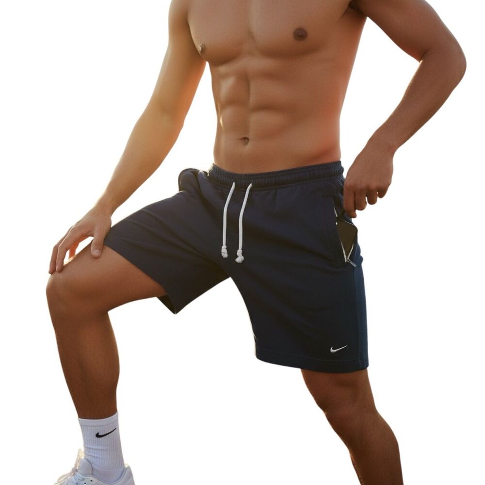 Nike Men’s Dri-FIT Athletic Shorts Navy Blue Size L Breathable Training